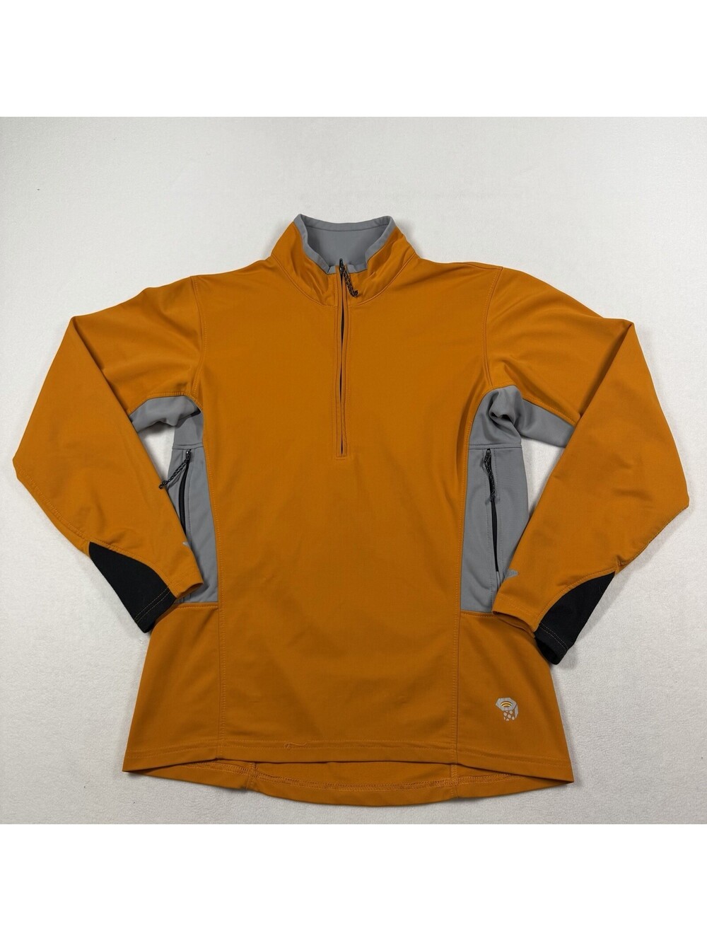 Mountain Hardwear Sweater Mens Medium Quarter Zip Fleece Pullover Yellow Pockets